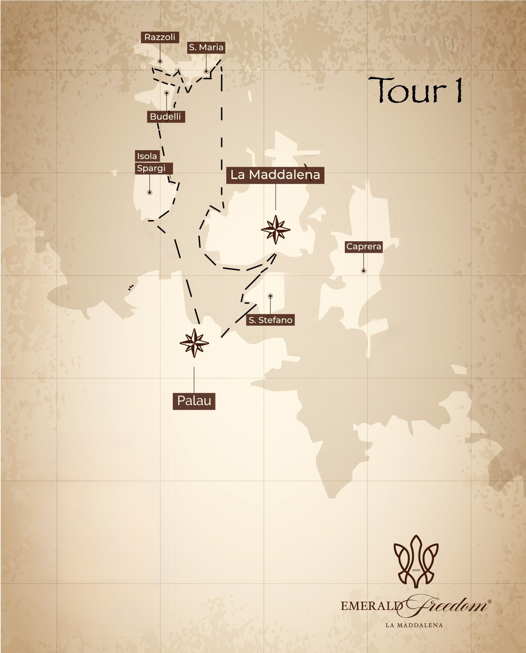 Emerald Freedom La Maddalena Private Boat - tour mezza giornata 1° itinerario